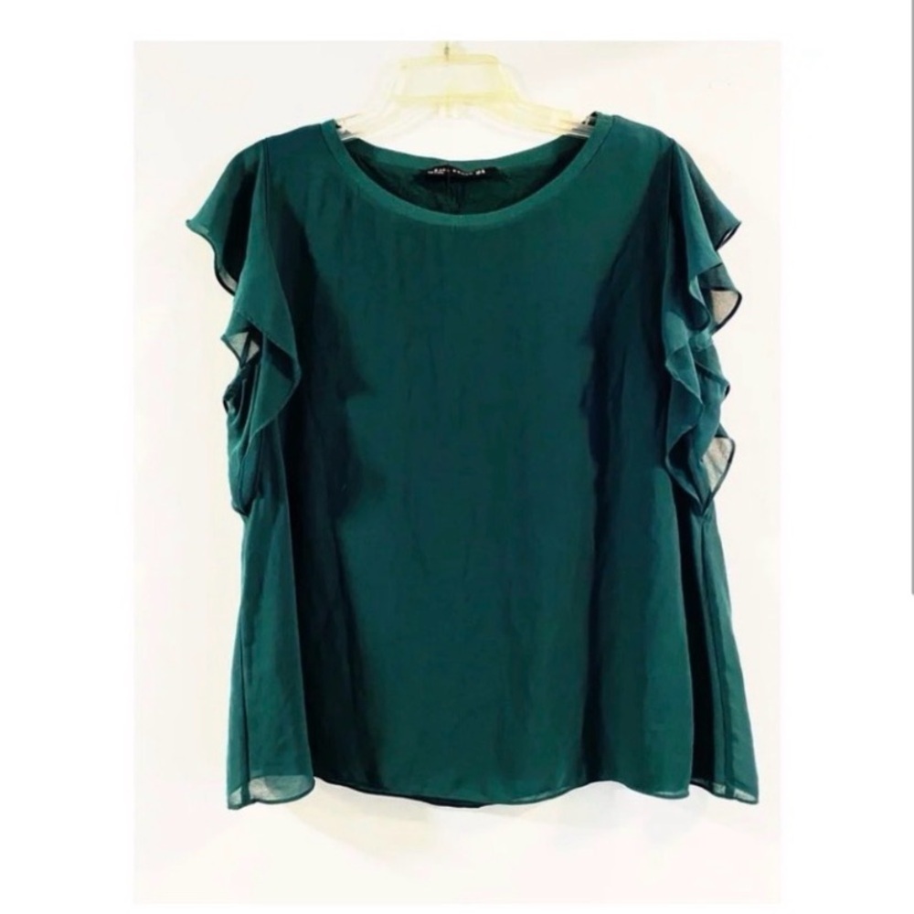 ZARA Green Chiffon Blouse - Picture 3 of 5